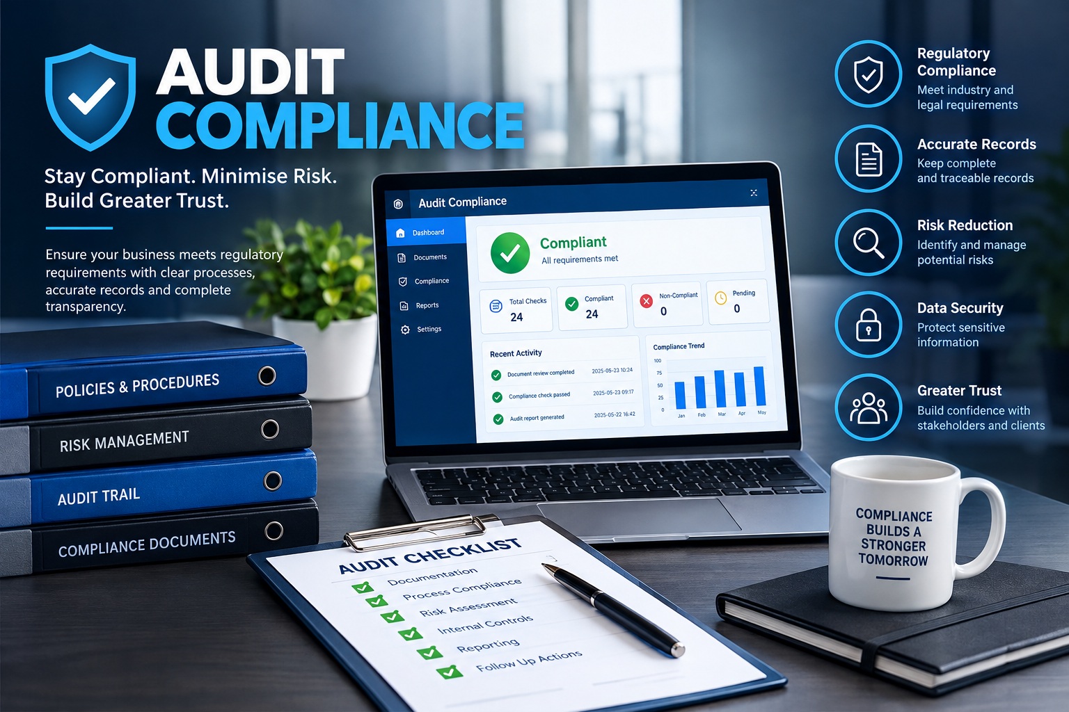 Food safety auditor reviewing compliance documents